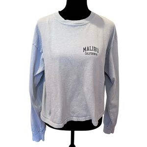 Brandy Melville Blue Malibu California Long Sleeve Top Beachy Coastal Preppy Y2K